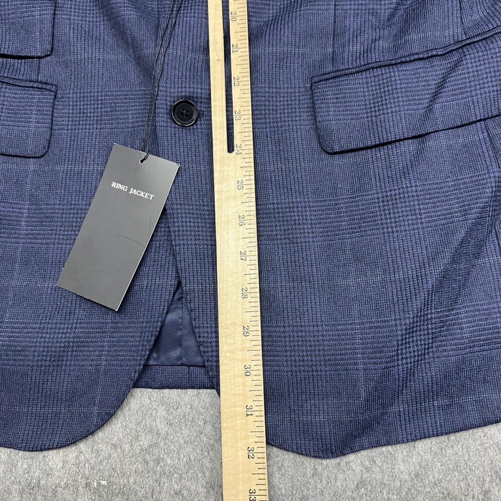 Ring Jacket Blazer Mens J50 US40 Blue Check 100% Wool Suit Jacket Made Japan NEW - Picture 9 of 14